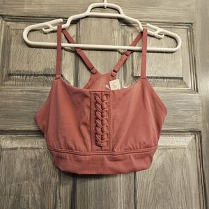Aerie Med Pink Braided Strap Sports Bra